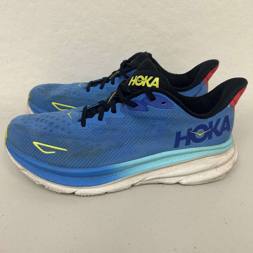 Hoka One One Clifton 9 Men 10.5 Blue Running Shoes Sneakers 1127895 VRTL